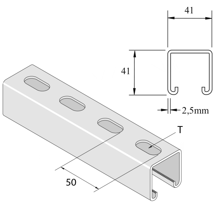 Профиль монтажный I6P1000T