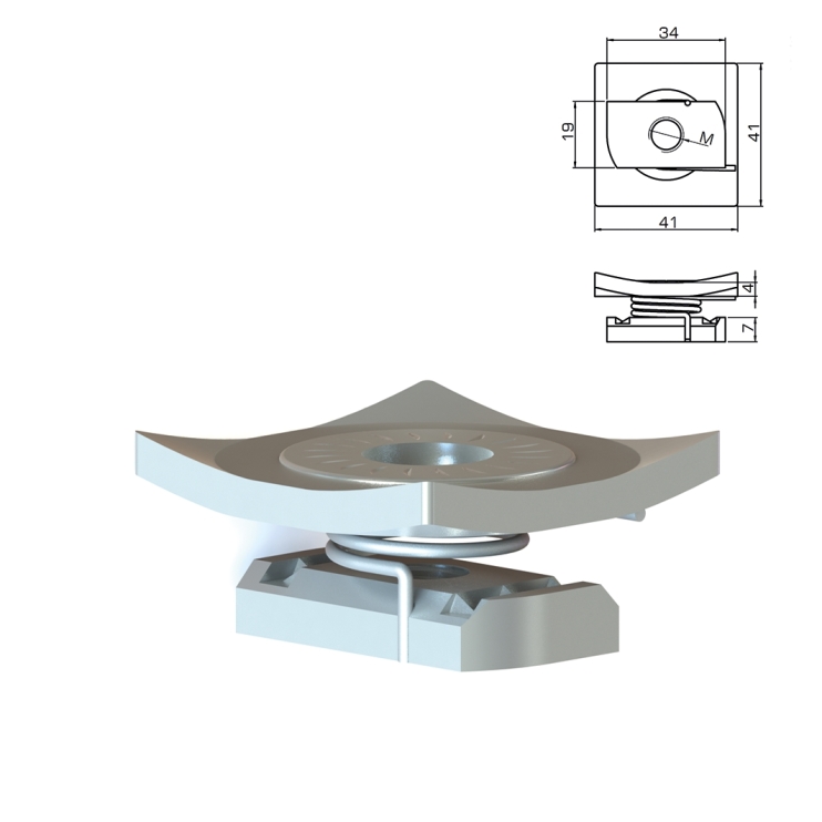 Скользящая гайка с металлической зажимной пластиной PNM